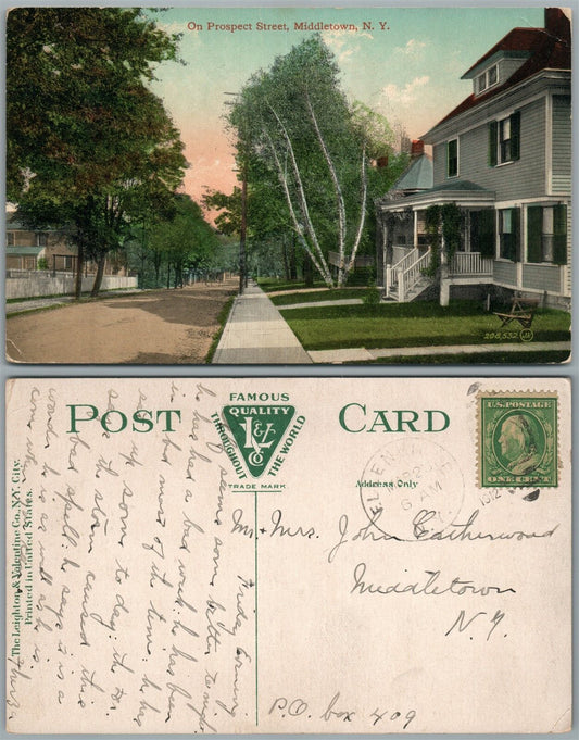 MIDDLETOWN N.Y. PROSPECT STREET ANTIQUE POSTCARD