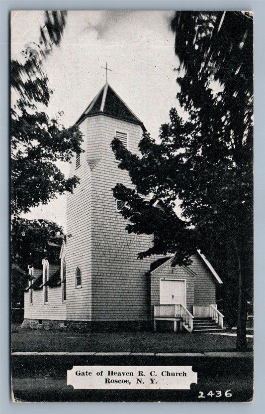 ROSCOE NY GATE OF HEAVEN CHURCH ANTIQUE POSTCARD