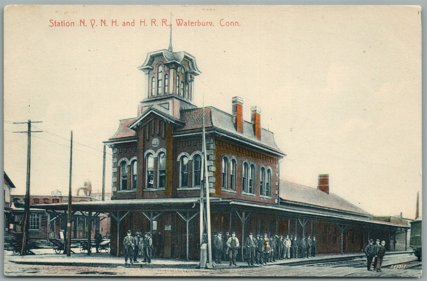 WATERBORO CT RAILROAD STATION RAILWAY TRAIN DEPOT ANTIQUE POSTCARD