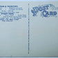 VINTAGE ADVERTISING POSTCARD PUTNAM & THURSTON'S RESTAURANT WORCESTER MA