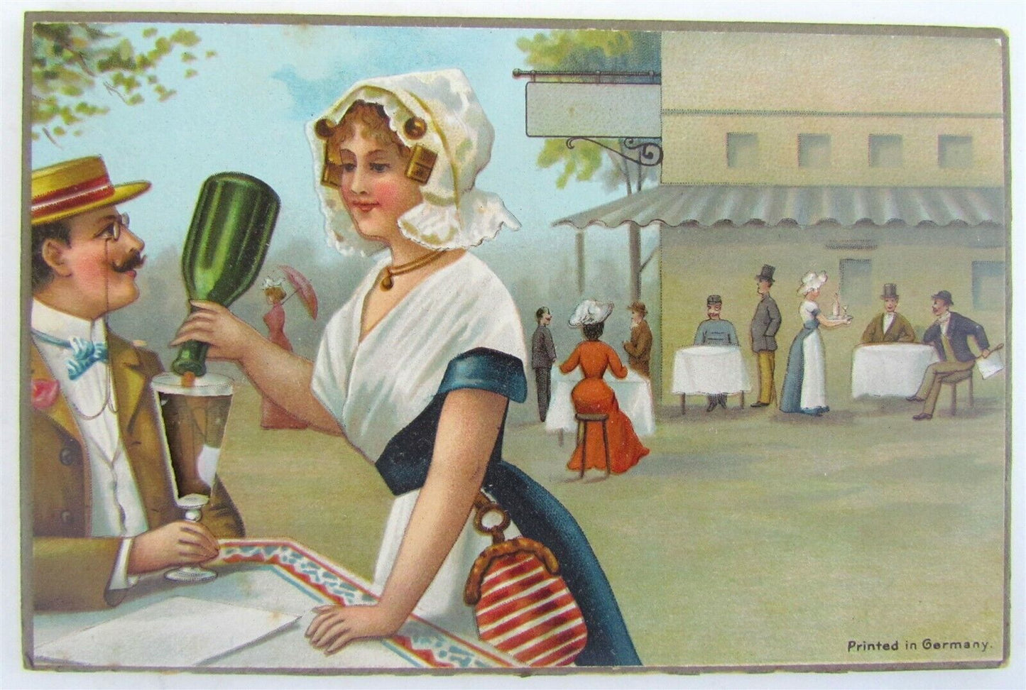WINE DRINKERS MECHANICAL DOUBLE SIDED COMIC ANTIQUE POSTCARD