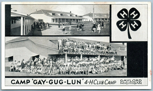 GAYLORD MI 4-H BOYS & GIRLS CLUB CAMP GAY-GUG-LUN VINTAGE POSTCARD