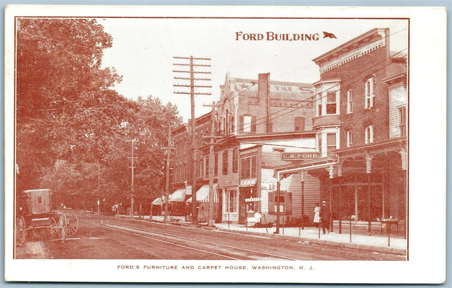 WASHINGTON NJ FORD FURNITURE & CARPET HOUSE ANTIQUE POSTCARD