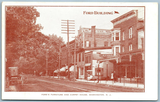 WASHINGTON NJ FORD FURNITURE & CARPET HOUSE ANTIQUE POSTCARD