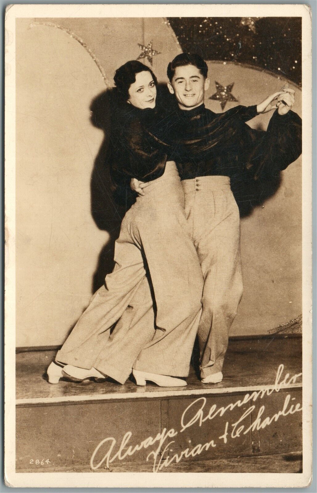 DANCING COUPLE ANTIQUE REAL PHOTO POSTCARD RPPC