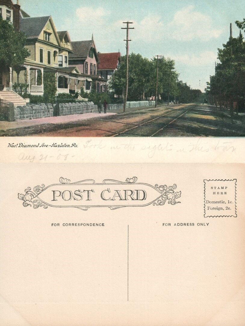 HAZLETON PA DIAMOND AVENUE ANTIQUE POSTCARD
