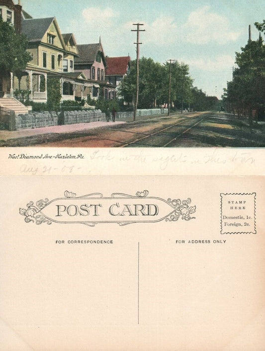 HAZLETON PA DIAMOND AVENUE ANTIQUE POSTCARD