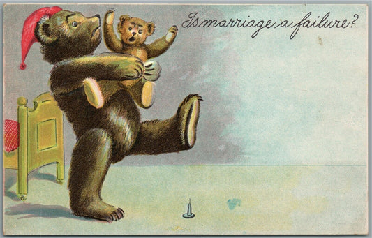 IS MARRIAGE A FAILURE BEAR FAMILY COMIC ANTIQUE POSTCARD