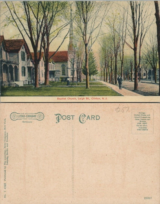 ANTIQUE POSTCARD BAPTIST CHURCH LEIGH STREET CLINTON N.J.