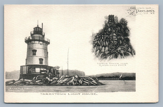 TARRYHOUSE NY LIGHTHOUSE UNDIVIDED ANTIQUE POSTCARD