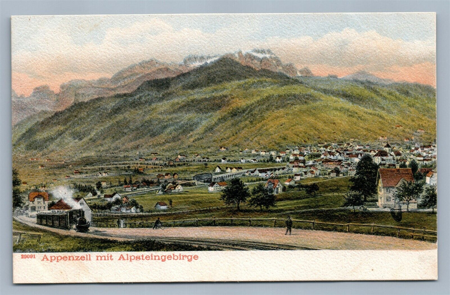 SWITZERLAND ANTIQUE POSTCARD APPENZELL MIT ALPSTEINGEBIRGE