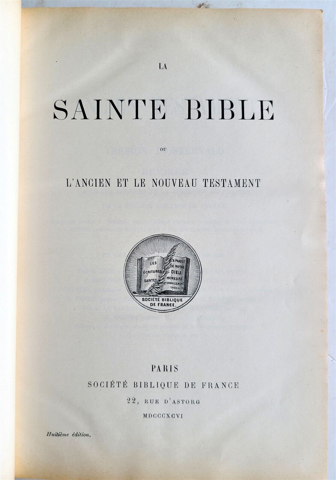 1896 FRENCH BIBLE LA SAINTE BIBLE antique Old and New Testament