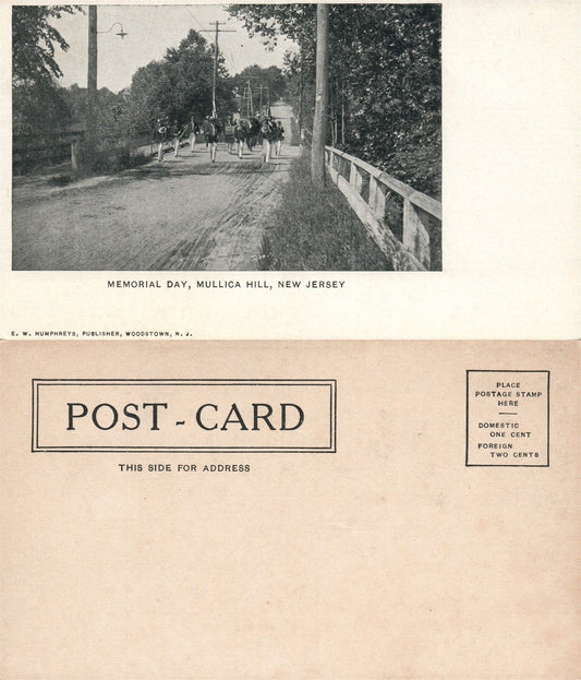 MULLICA HILL N.J. MEMORIAL DAY UNDIVIDED ANTIQUE POSTCARD