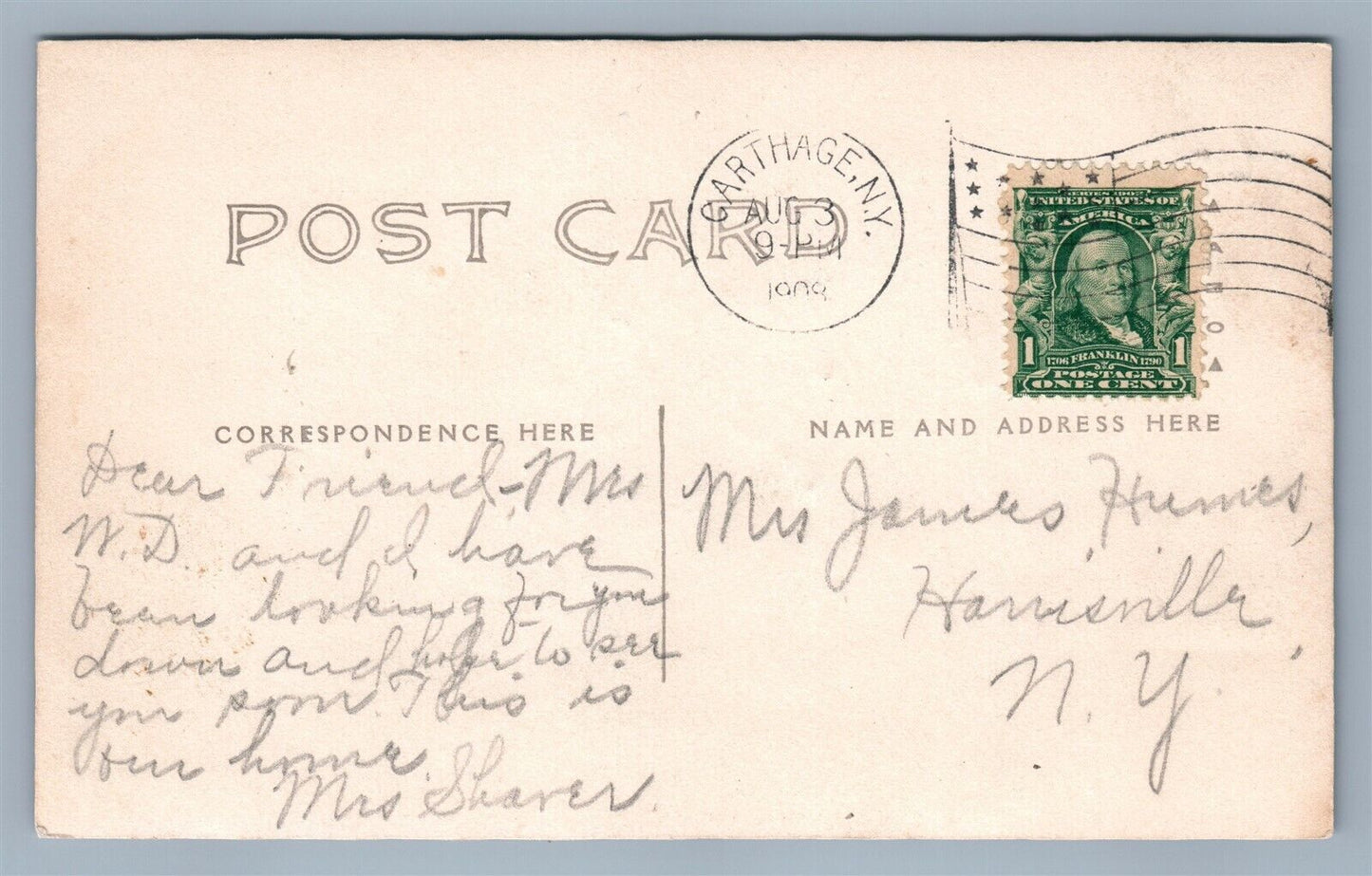 CARTHAGE NY SCENE ANTIQUE REAL PHOTO POSTCARD RPPC