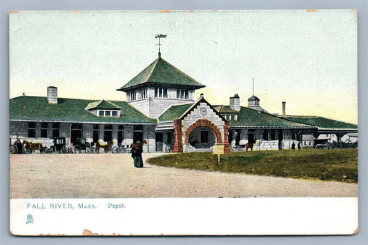 FALL RIVER MA RAILROAD STATION ANTIQUE POSTCARD RAILWAY DEPOT