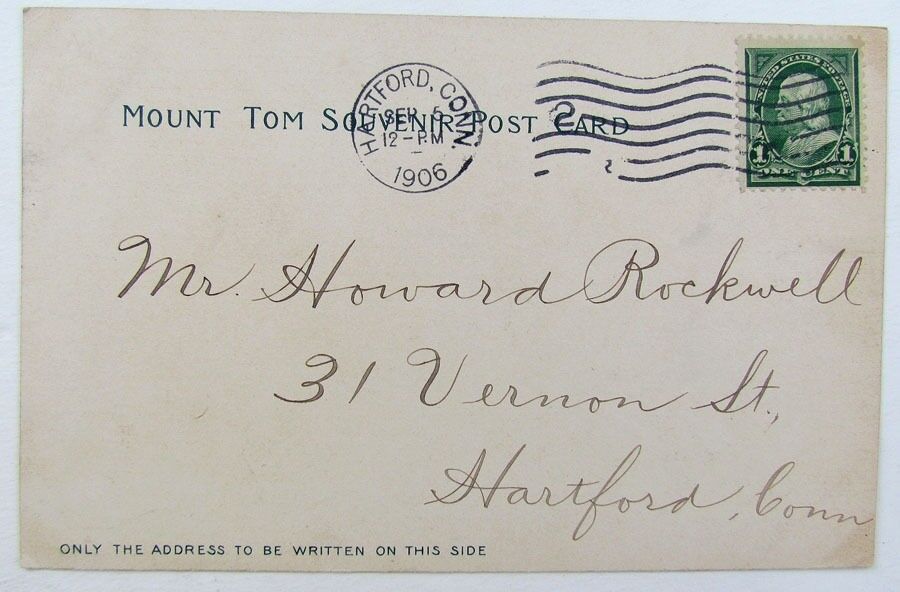 VINTAGE 1906 POSTCARD ROCK CUT MT. TOM HOLYOKE MASS. train railway railroad