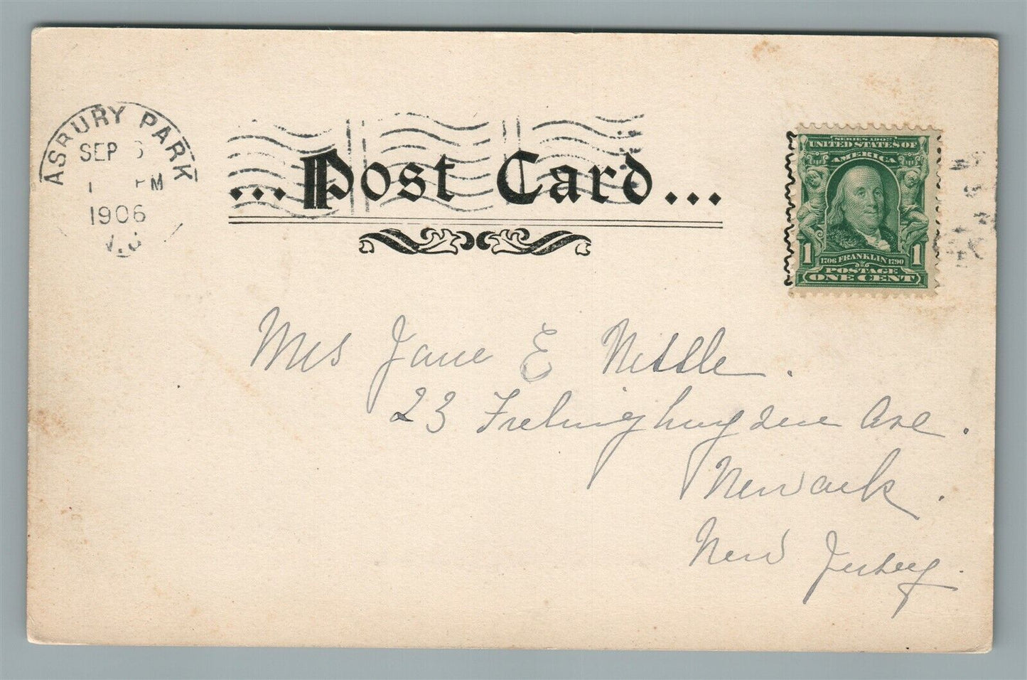 ASBURY PARK NJ DEAL LAKE 1906 ANTIQUE POSTCARD