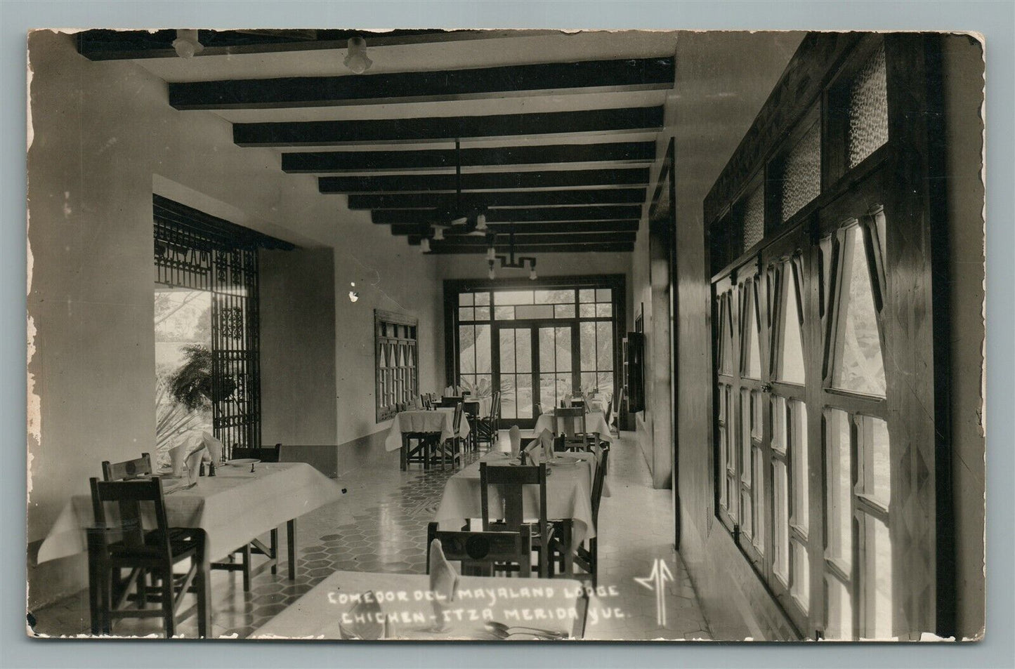 MEXICO CHICHEN ITZA COMEDOR DEL MAYALAND LODGE VINTAGE REAL PHOTO POSTCARD RPPC