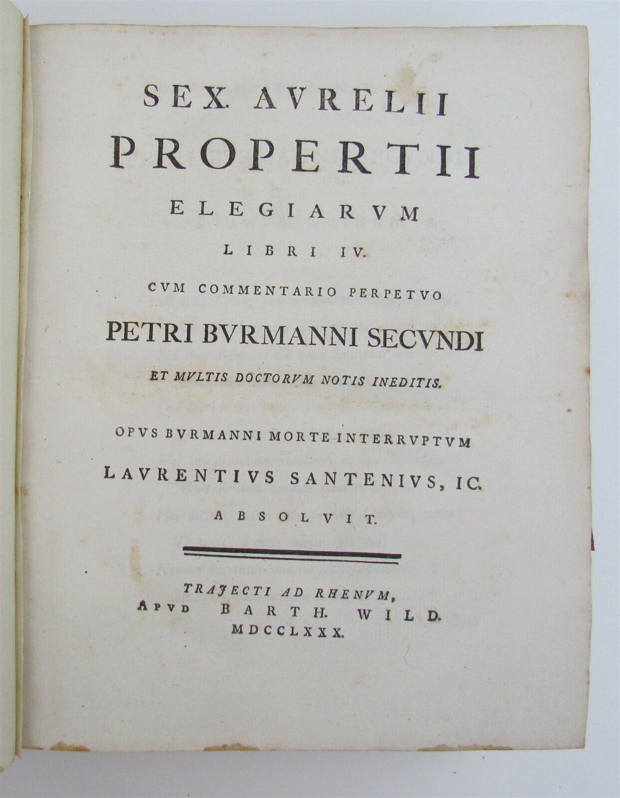 1780 Propertius POETRY Elegiarum UTRECHT ARMORIAL VELLUM BINDING antique