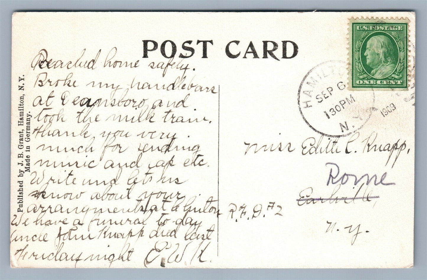 HAMILTON NY GYMNASIUM COLGATE COLLEGE ANTIQUE POSTCARD