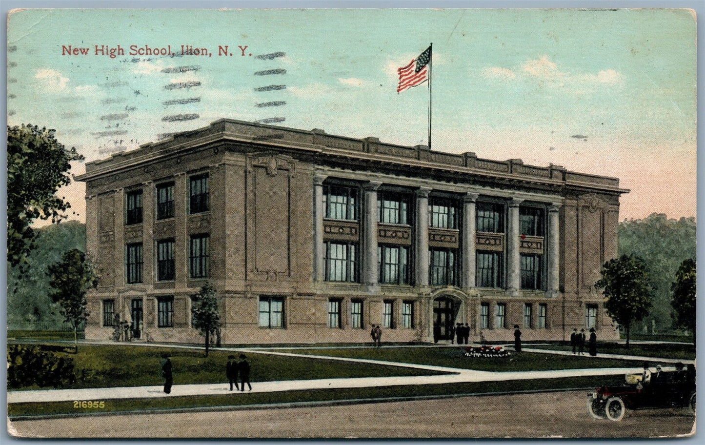 ILION NY NEW HIGH SCHOOL 1916 ANTIQUE POSTCARD