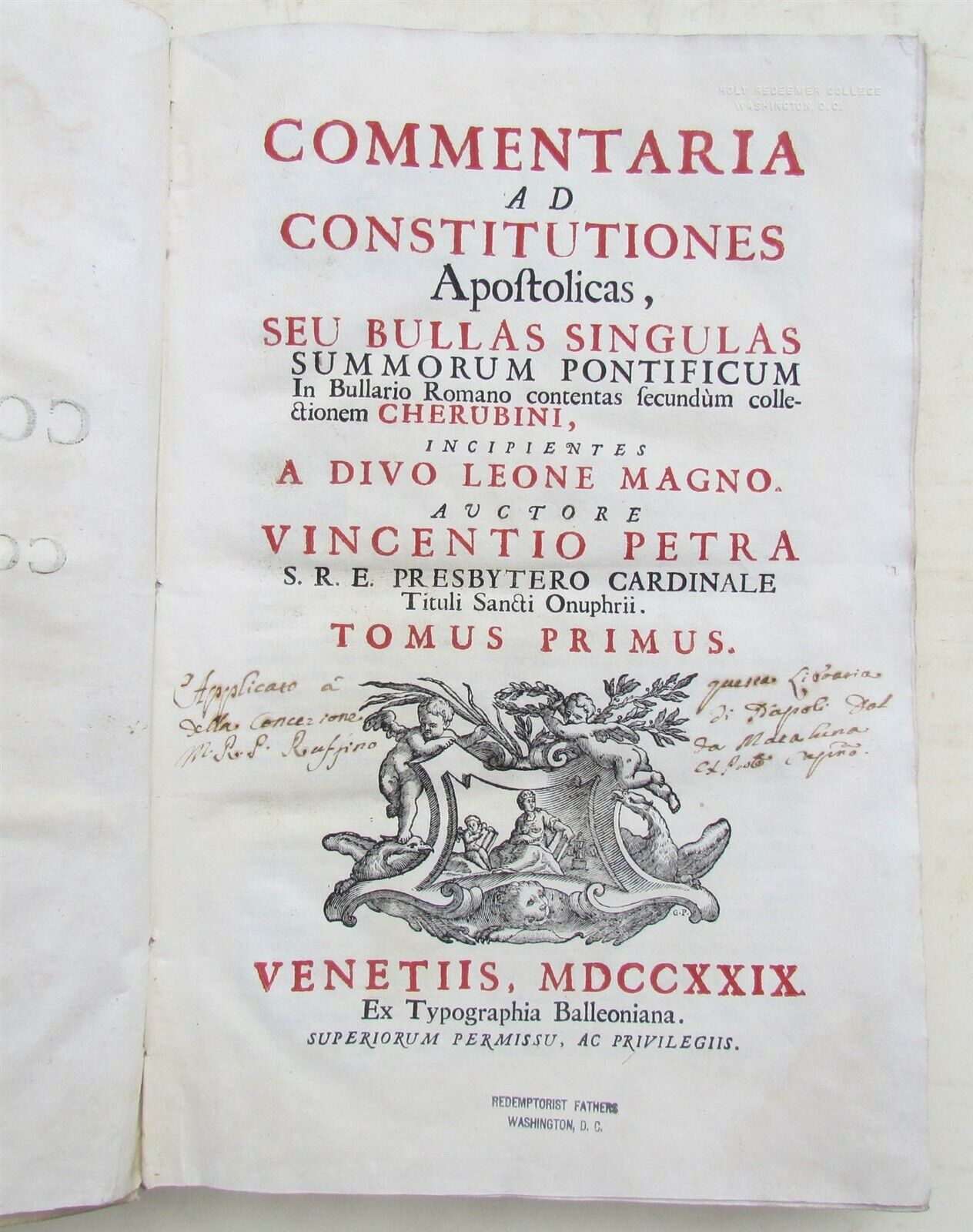 1729 VELLUM BINDING FOLIO Commentaria Ad Constitutiones Apostolicas antique