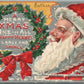 SANTA MERRY CHRISTMAS ONE & ALL HAPPY HEARTS ANTIQUE POSTCARD