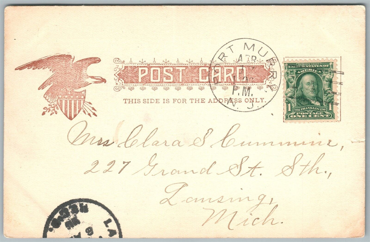 WASHINGTON NJ PUBLIC SCHOOL UNDIVIDED ANTIQUE POSTCARD