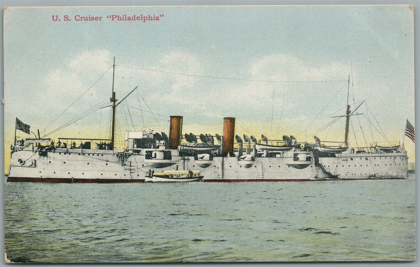 US CRUISER PHILADELPHIA ANTIQUE POSTCARD