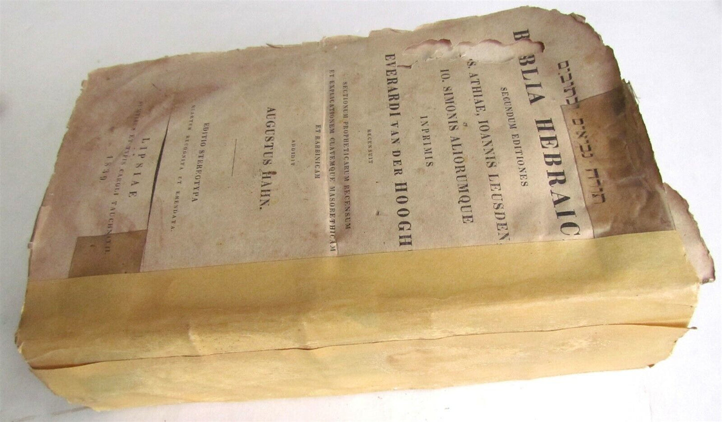 BIBLIA HEBRAICA 1839 antique BIBLE