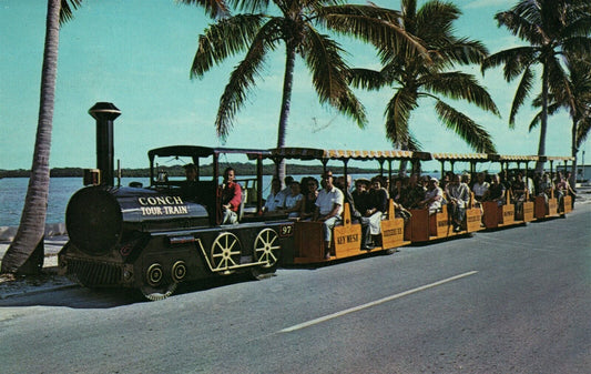 KEY WEST FL CONCH TOUR TRAIN 1965 VINTAGE POSTCARD