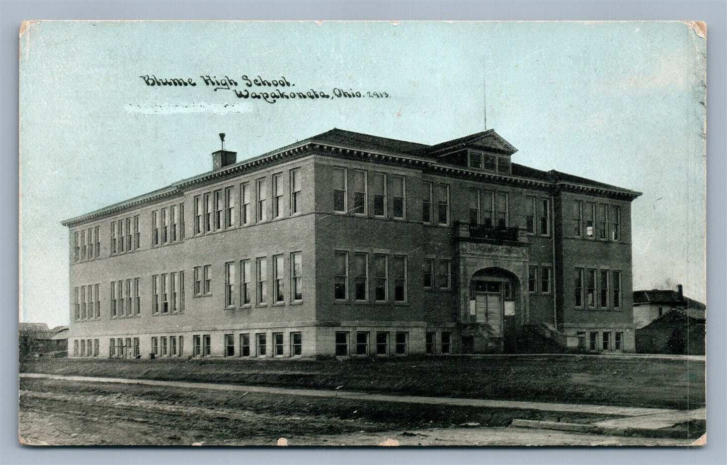 WAPAKONETA OH BLUME HIGH SCHOOL ANTIQUE POSTCARD