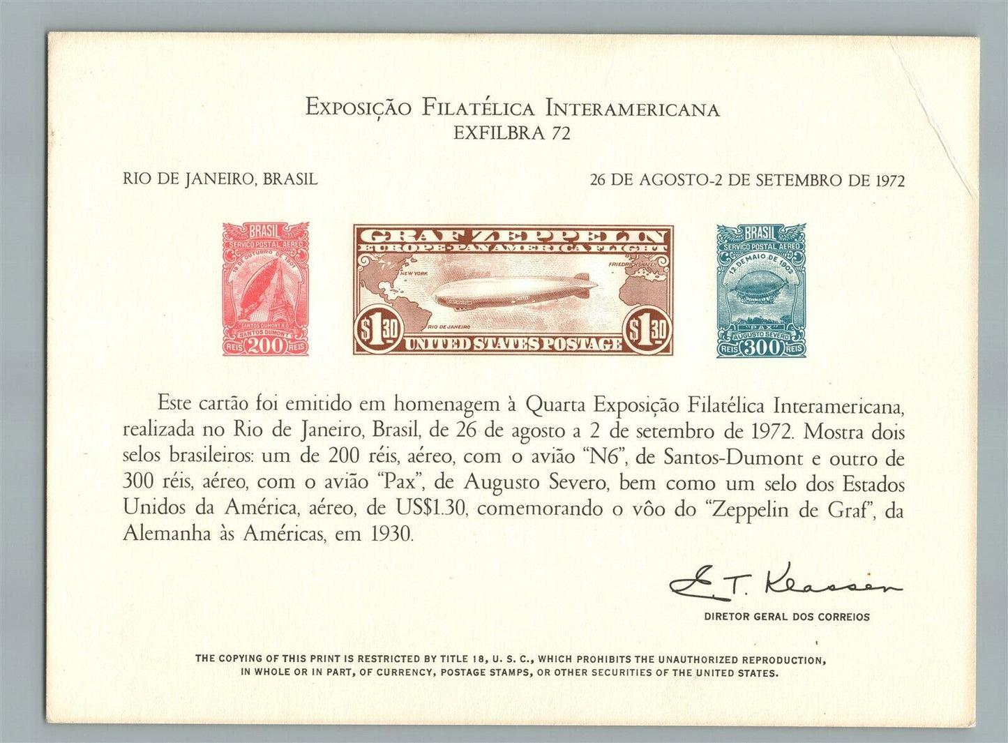 BRAZIL PHILATELY EXPOSITION GRAF ZEPPELIN STAMP VINTAGE COVER