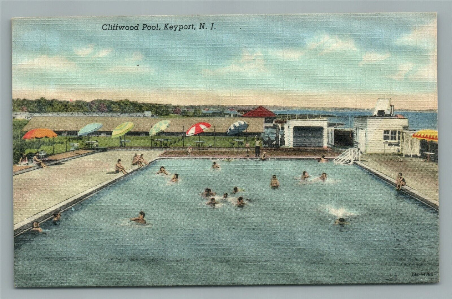 KEYPORT NJ CLIFFWOOD POOL VINTAGE POSTCARD