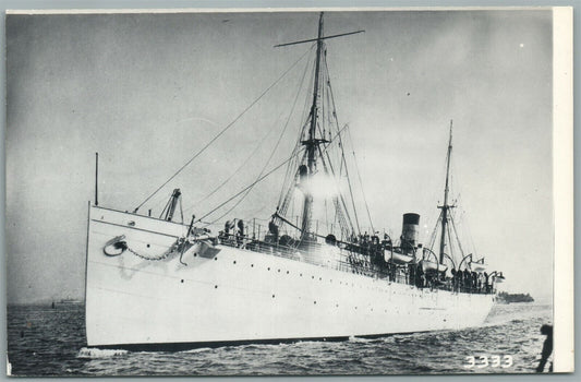 MILITARY SHIP USS PRAIRIE AUXILARY CRUISER VINTAGE REAL PHOTO POSTCARD RPPC