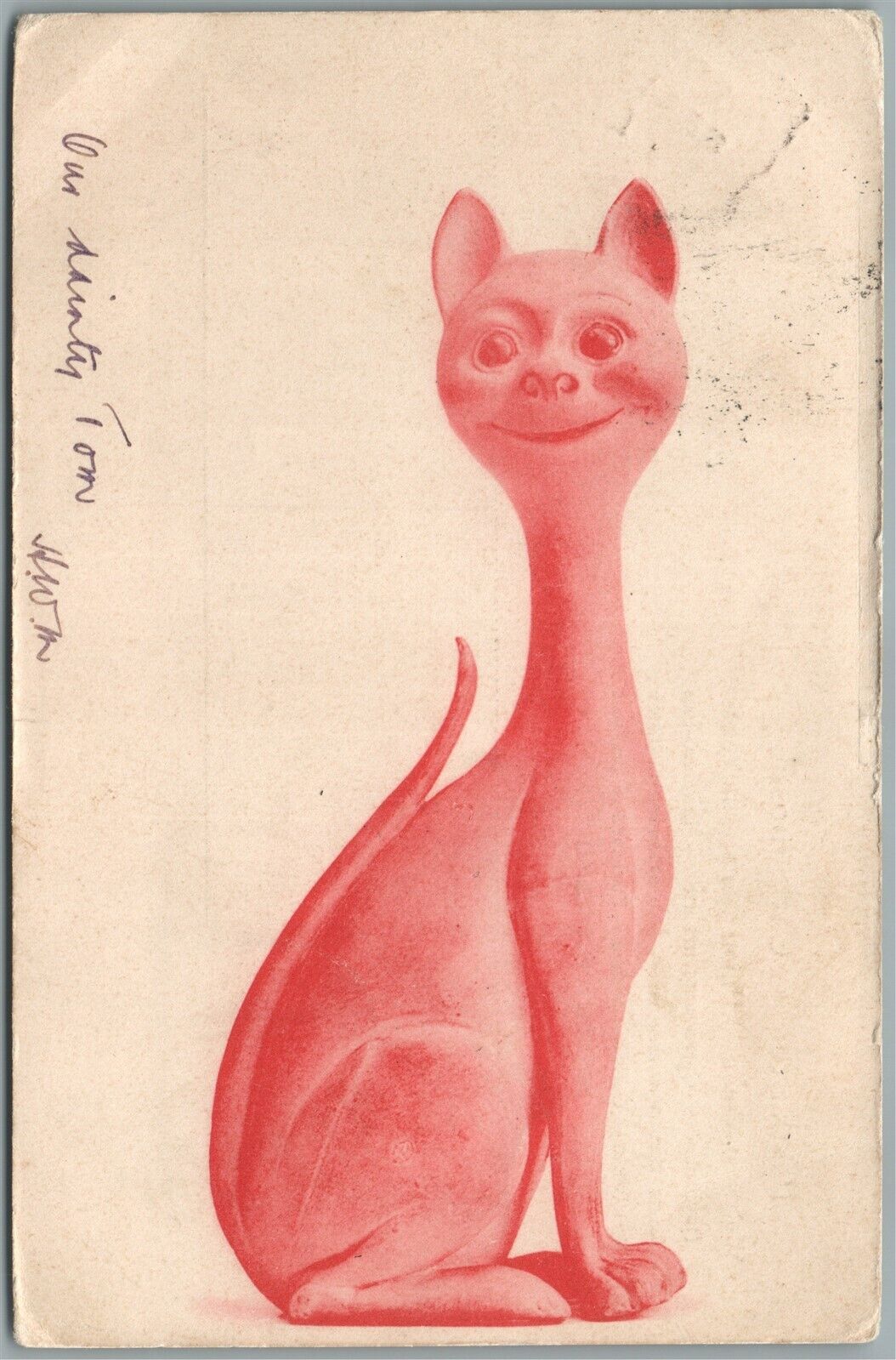 SMILING CAT COMIC ANTIQUE POSTCARD