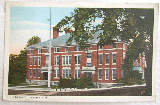 HIGH SCHOOL WESTERLY R.I. ANTIQUE POSTCARD