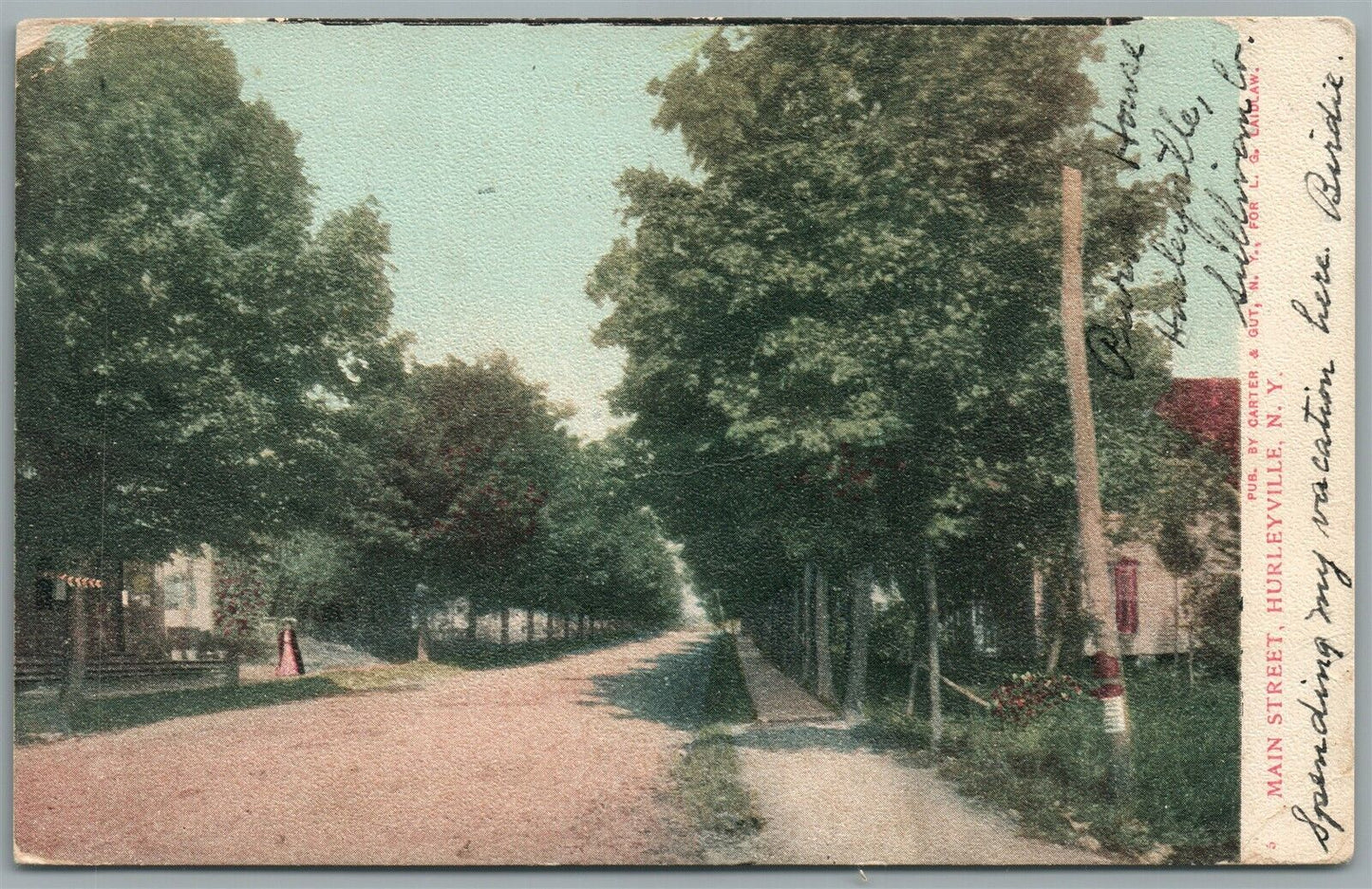 HURLEYVILLE NY MAIN STREET ANTIQUE POSTCARD