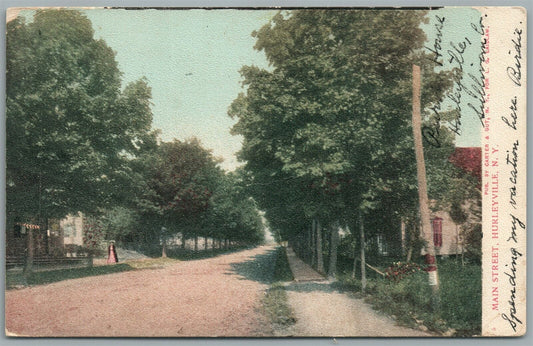 HURLEYVILLE NY MAIN STREET ANTIQUE POSTCARD