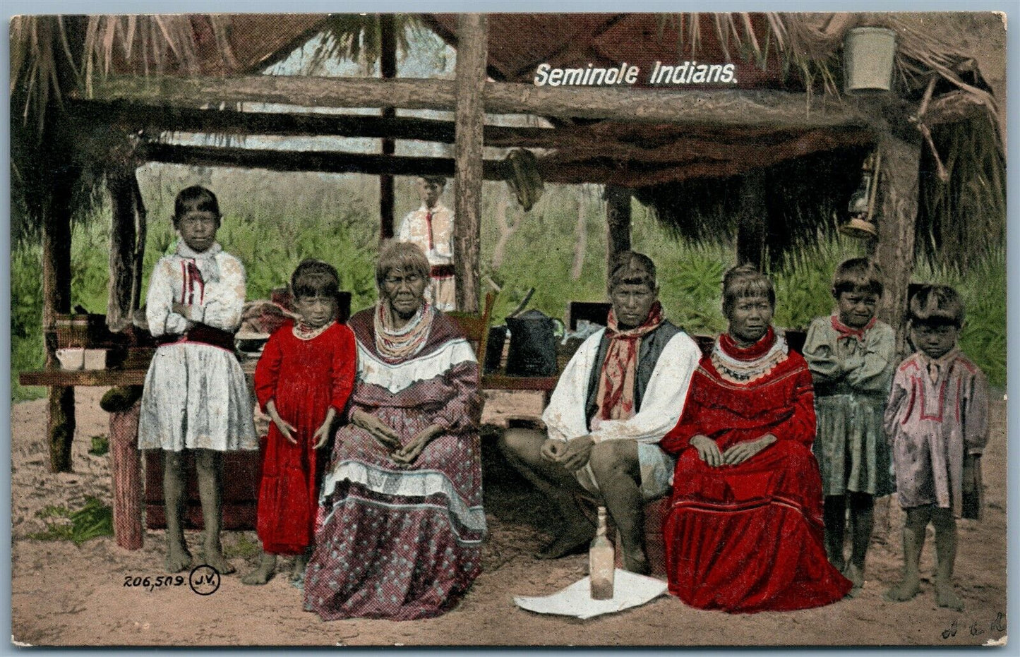 SEMINOLE INDIANS FLORIDA ANTIQUE POSTCARD