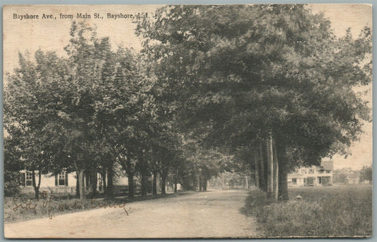 BAYSHORE LONG ISLAND NY BAYSHORE AVENUE ANTIQUE POSTCARD