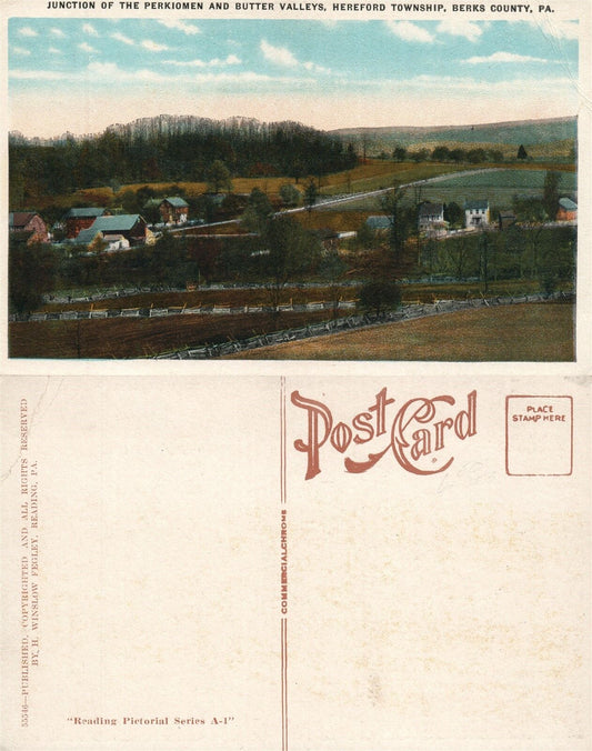 BERKS COUNTY PA HEREFORD TOWNSHIP PERKIOMEN & BUTTER VALLEY ANTIQUE POSTCARD