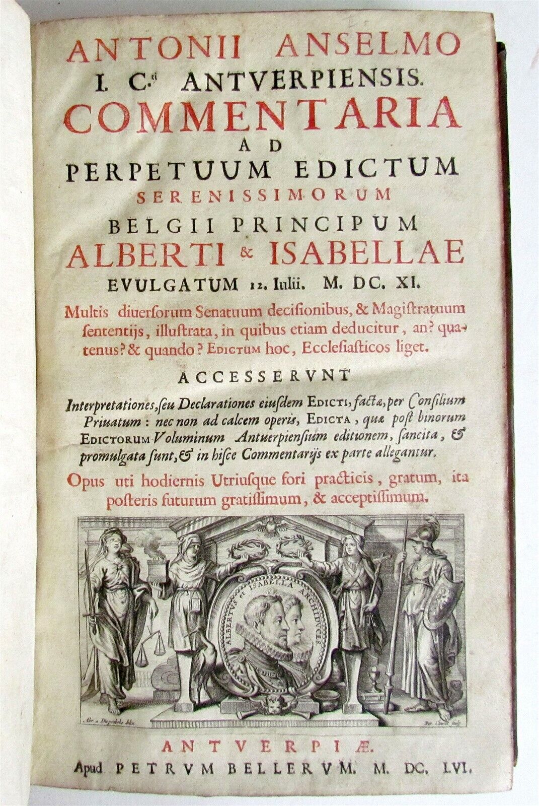 1656 LAW BOOK by Antonius ANSELMO antique Archdukes Albert and Isabella laws