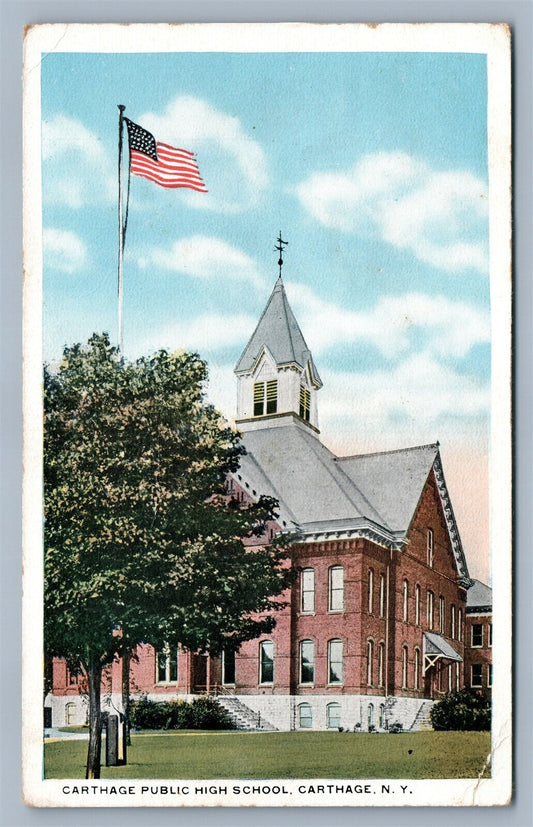 CARTHAGE NY PUBLIC HIGH SCHOOL 1922 ANTIQUE POSTCARD