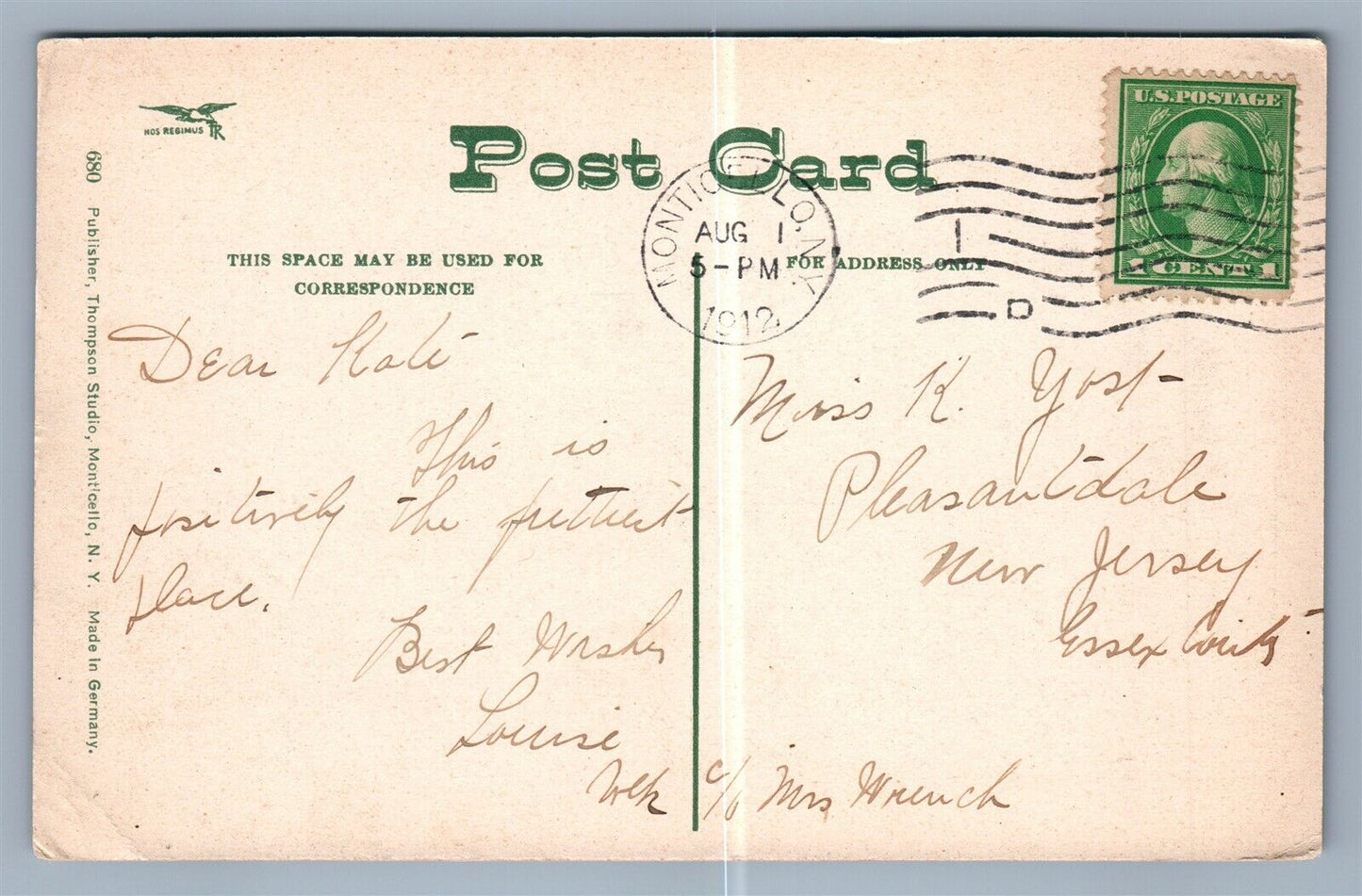 KIAMESHA LAKE NY LAKE DRIVE ANTIQUE POSTCARD