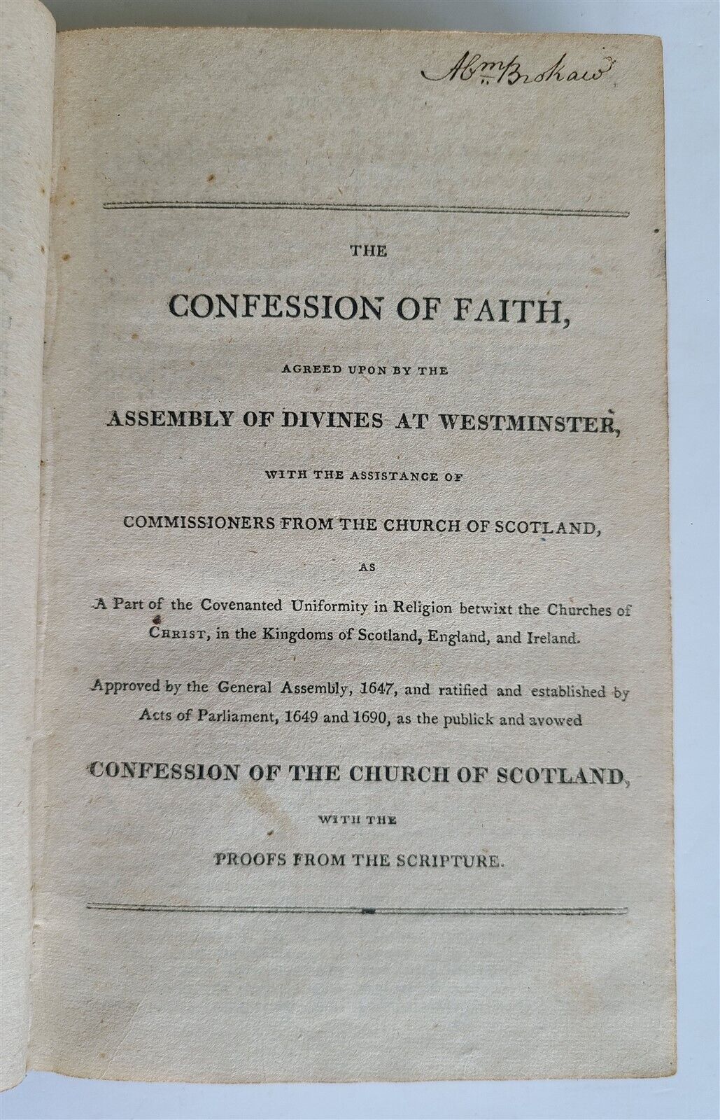 1812 Confession of Faith in ENGLISH antique EARLY AMERICANA Philadelphia