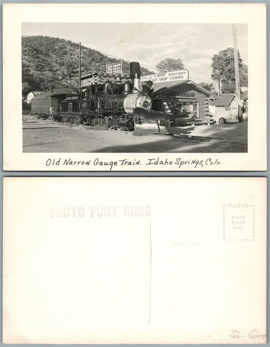 IDAHO SPRINGS CO OLD NARROW GAUGE TRAIN VINTAGE REAL PHOTO POSTCARD RPPC railway