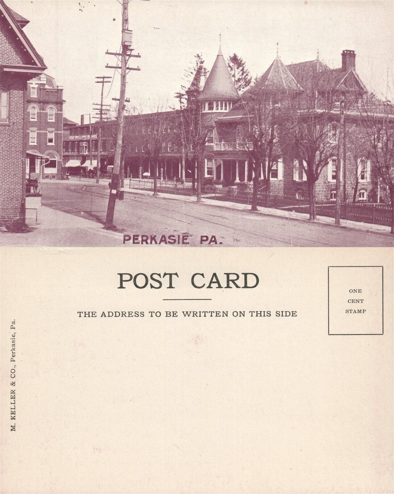 PERKASIE PA STREET SCENE UNDIVIDED ANTIQUE POSTCARD