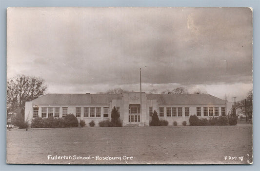 ROSEBURG OR FULLERTON SCHOOL ANTIQUE REAL PHOTO POSTCARD RPPC