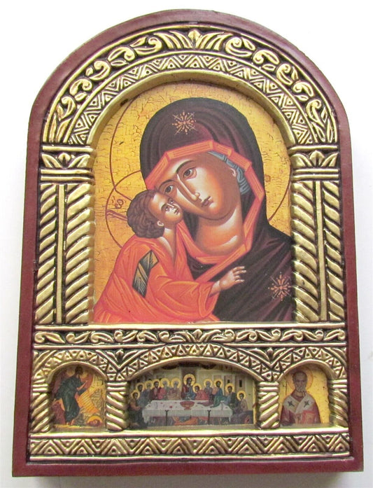 GREEK BYZANTINE RUSSIAN ORTHODOX ICON on WOOD of HOLY VIRGIN